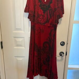 Reba Red and Black Paisley Dress